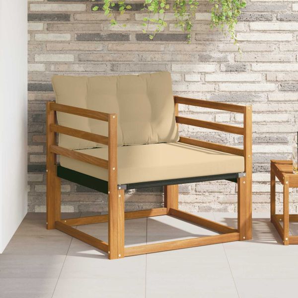 Комплект дивани за открито Солидно акациево дърво и текстилена