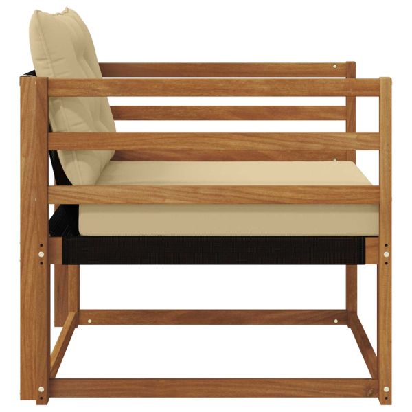 Комплект дивани за открито Солидно акациево дърво и текстилена