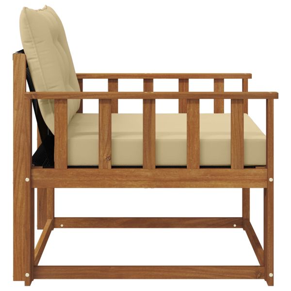 Комплект дивани за открито Солидно акациево дърво и текстилена