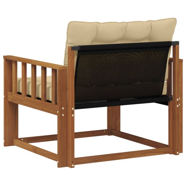 Комплект дивани за открито Солидно акациево дърво и текстилена