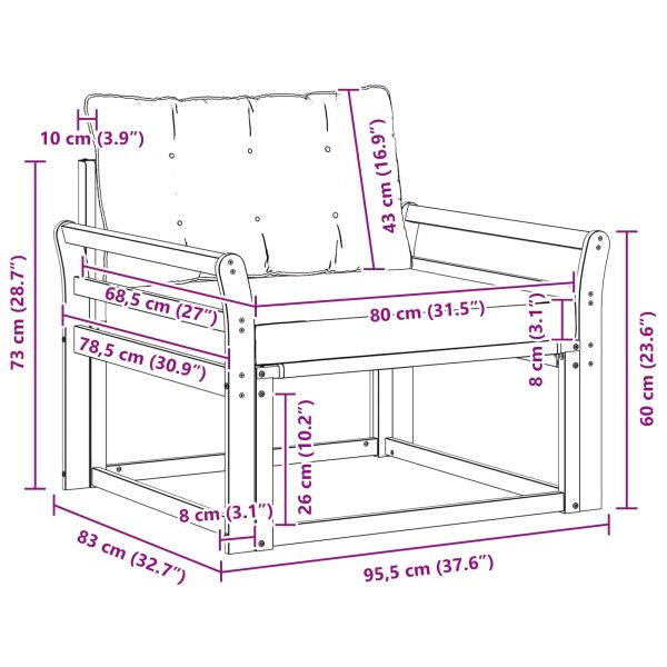Комплект дивани за открито Солидно акациево дърво и текстилена