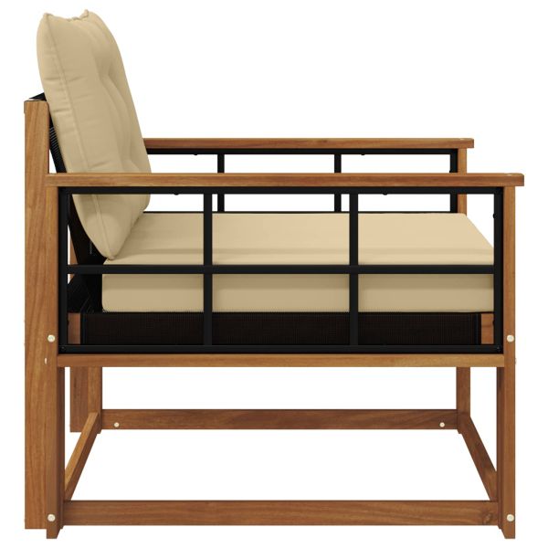 Комплект дивани за открито Солидно акациево дърво и текстилена