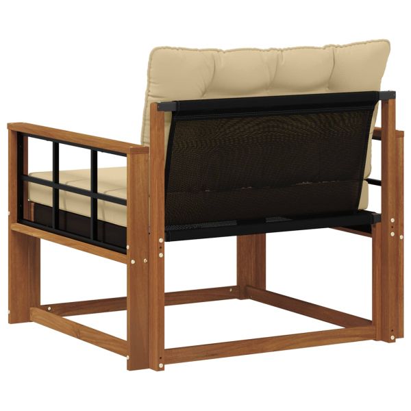 Комплект дивани за открито Солидно акациево дърво и текстилена