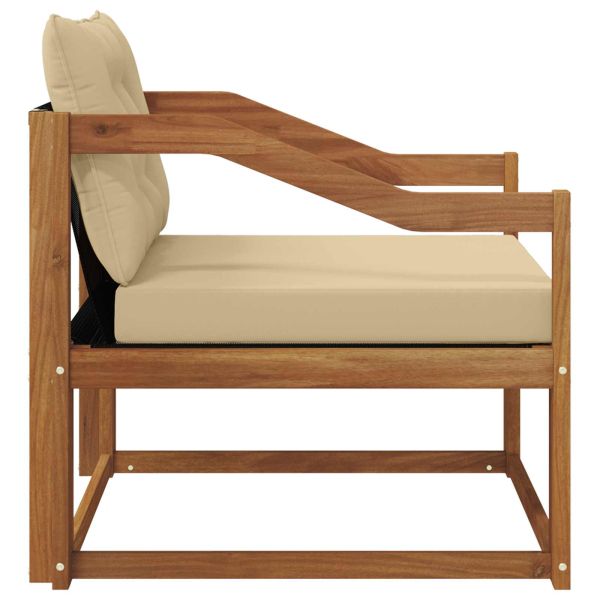 Комплект дивани за открито Солидно акациево дърво и текстилена