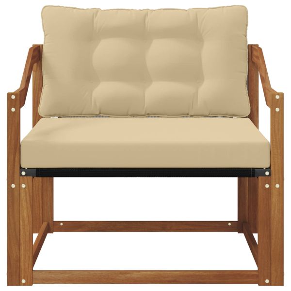 Комплект дивани за открито Солидно акациево дърво и текстилена