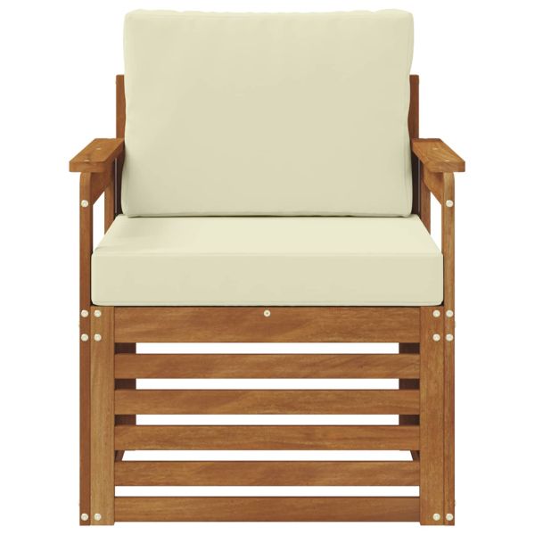 Външен диван Солидно акациево дърво и полиестер Натурално