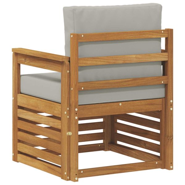 Външен диван Солидно акациево дърво и полиестер Натурално