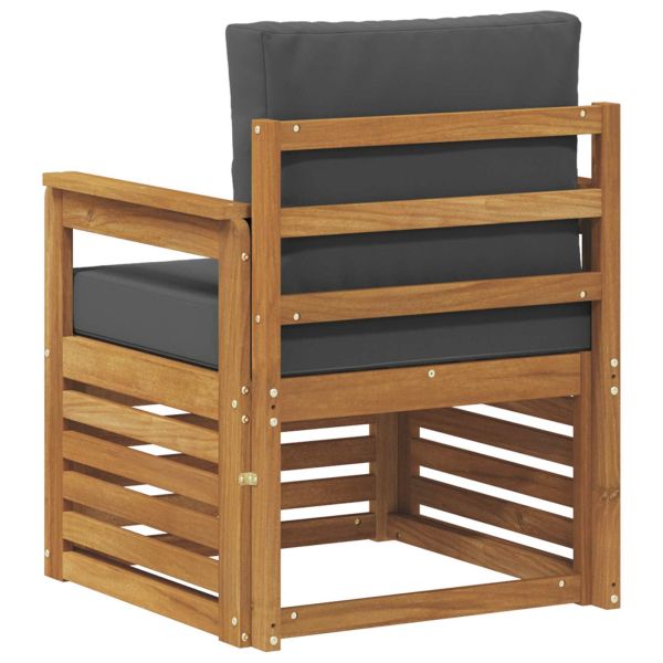 Външен диван Солидно акациево дърво и полиестер Натурално