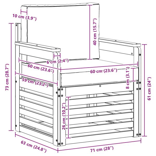 Външен диван Солидно акациево дърво и полиестер Натурално