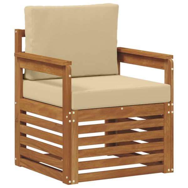 Външен диван Солидно акациево дърво и полиестер Натурално