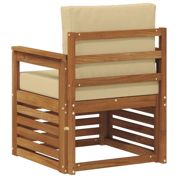 Външен диван Солидно акациево дърво и полиестер Натурално