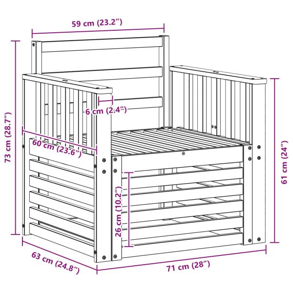 Външен диван Солидно акациево дърво Натурално