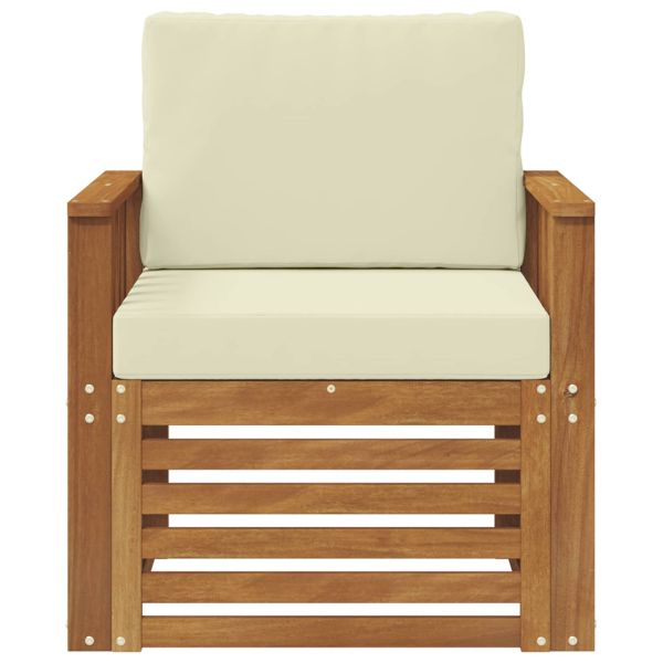 Външен диван Солидно акациево дърво и полиестер Натурално