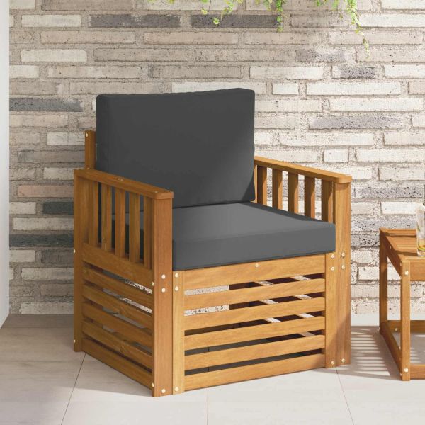 Външен диван Солидно акациево дърво и полиестер Натурално