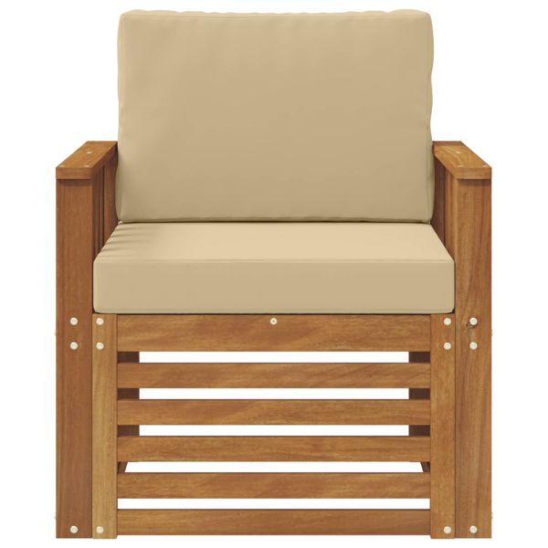 Външен диван Солидно акациево дърво и полиестер Натурално