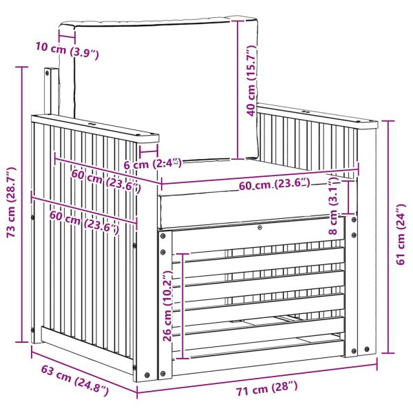 Външен диван Солидно акациево дърво и полиестер Натурално