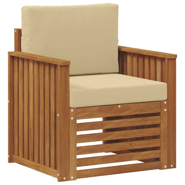 Външен диван Солидно акациево дърво и полиестер Натурално