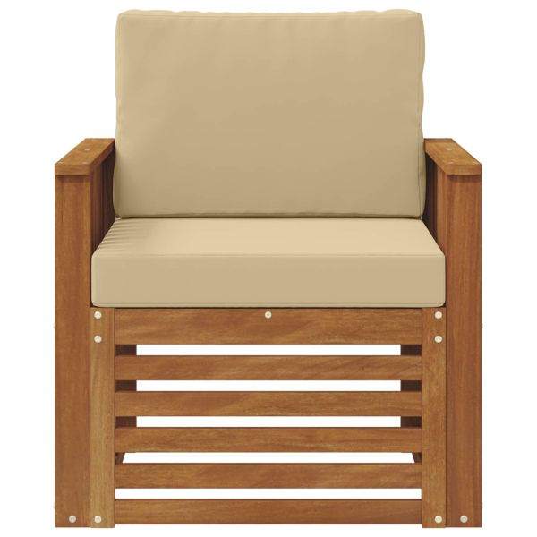 Външен диван Солидно акациево дърво и полиестер Натурално