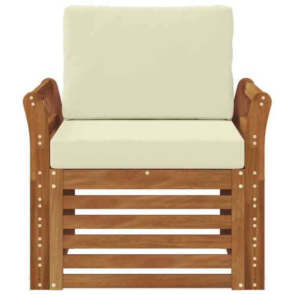 Външен диван Солидно акациево дърво и полиестер Натурално