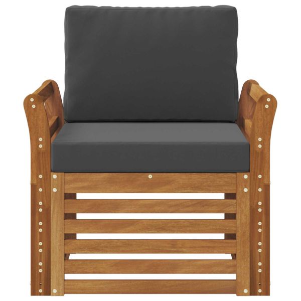 Външен диван Солидно акациево дърво и полиестер Натурално