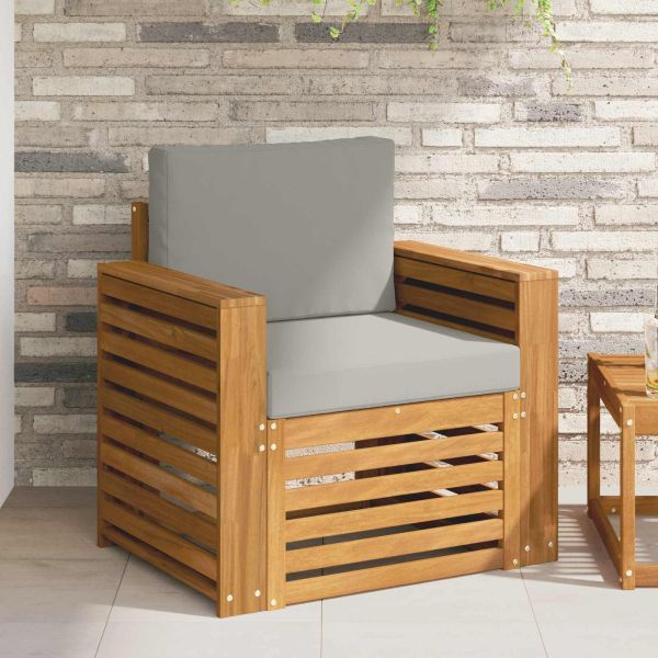 Външен диван Солидно акациево дърво и полиестер Натурално