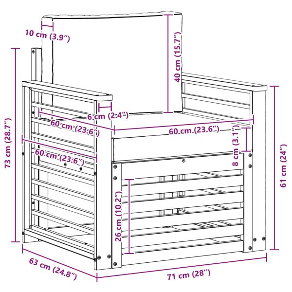 Външен диван Солидно акациево дърво и полиестер Натурално