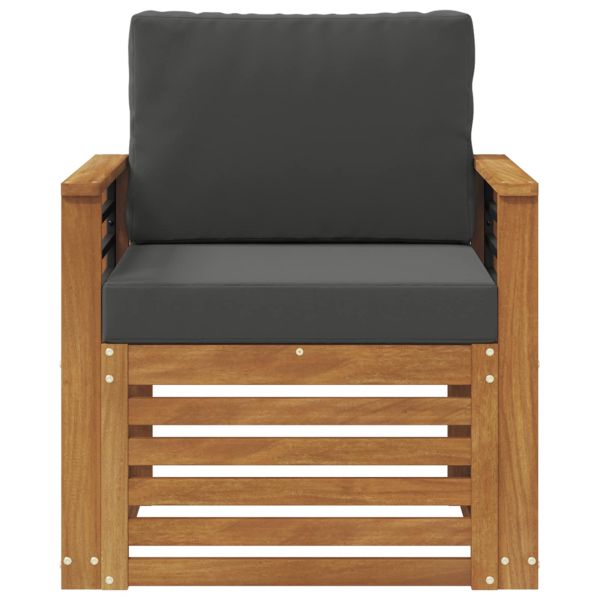 Външен диван Солидно акациево дърво и полиестер Натурално