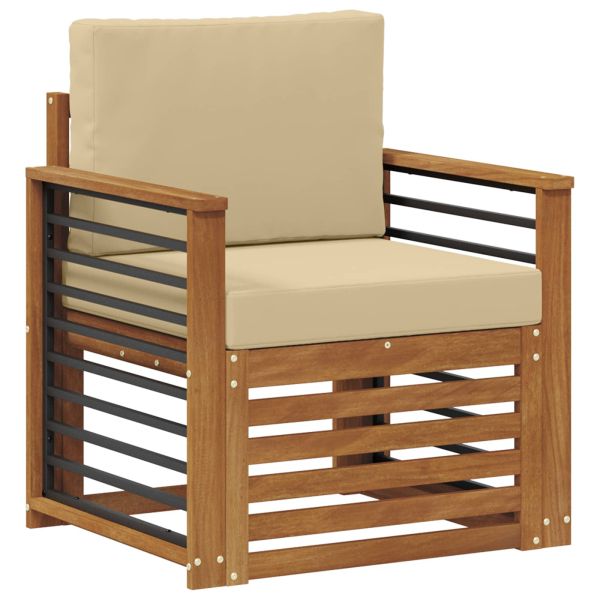 Външен диван Солидно акациево дърво и полиестер Натурално