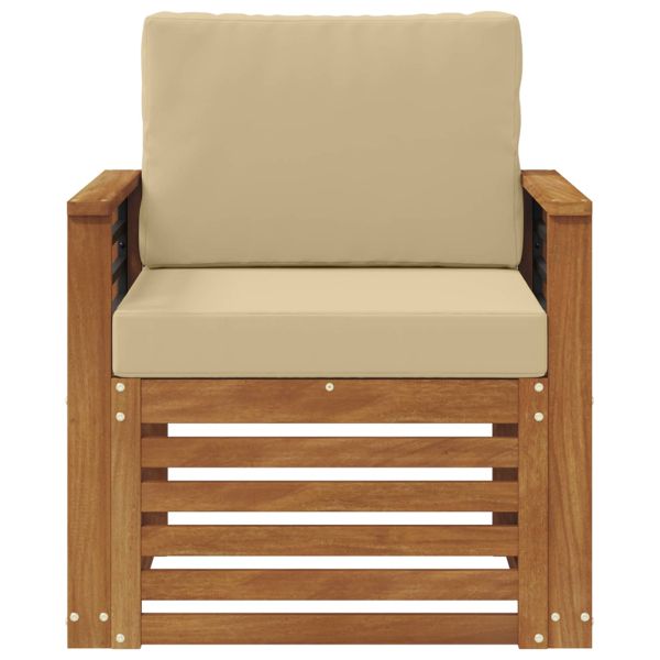 Външен диван Солидно акациево дърво и полиестер Натурално