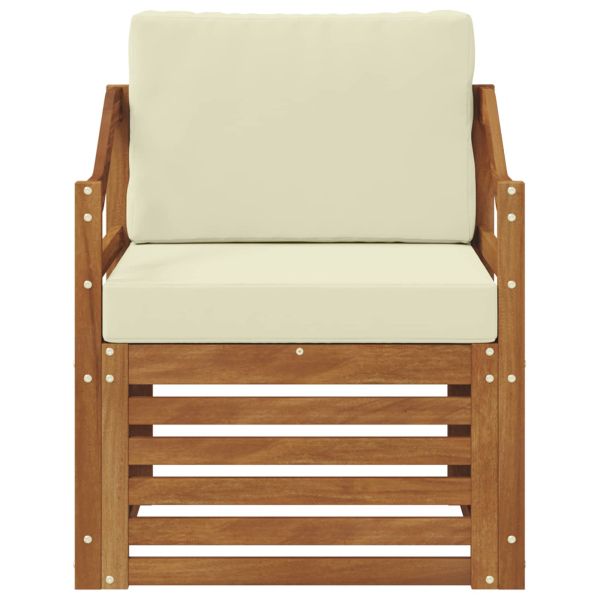 Външен диван Солидно акациево дърво и полиестер Натурално