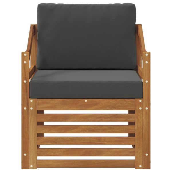 Външен диван Солидно акациево дърво и полиестер Натурално