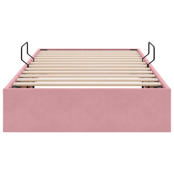 Отоманско легло със съхранение Розово 100 x 200 cm Кадифе