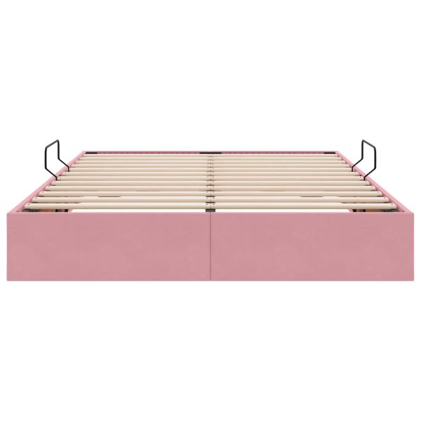 Отоманско легло със съхранение Розово 140 x 200 cm Кадифе