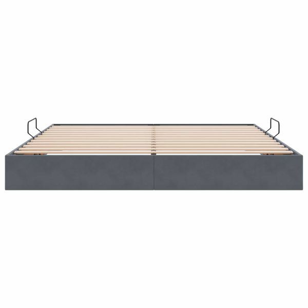 Отоманско легло със съхранение Тъмносиво 200 x 200 cm Кадифе