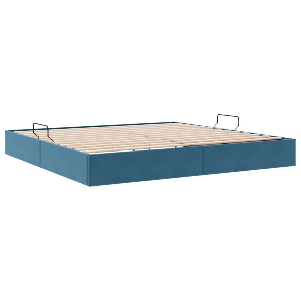 Отоманско легло със съхранение Тъмен син 200 x 200 cm Кадифе