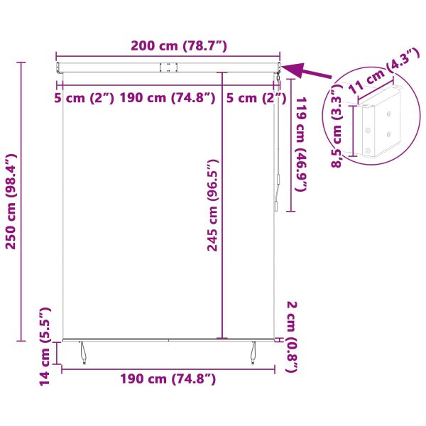 Ролетна щора С завеси Антрацит 200 x 250 см Текстил и Алуминий
