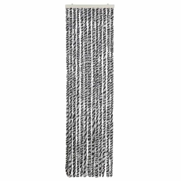 Ресни за врата против мухи, черно и бяло, 56x185 см, шенил