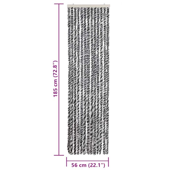Ресни за врата против мухи, черно и бяло, 56x185 см, шенил