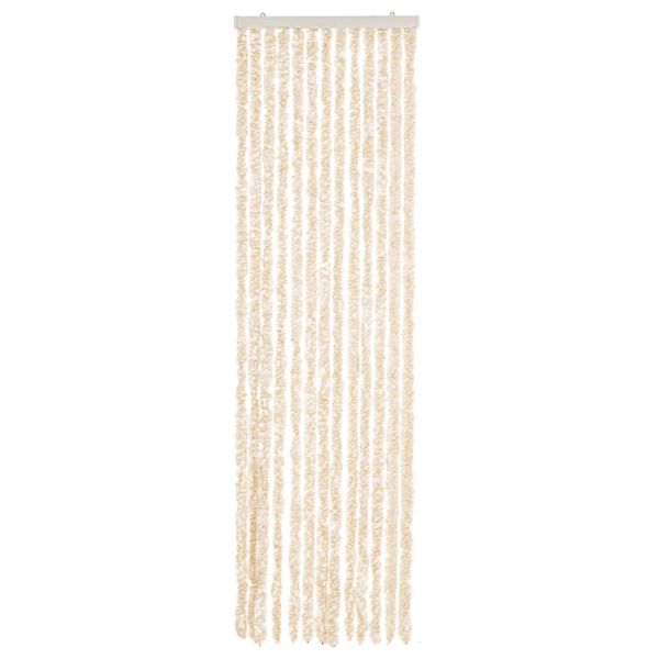 Ресни за врата против мухи, бежово и бяло, 56x200 см, шенил