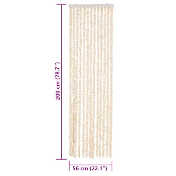 Ресни за врата против мухи, бежово и бяло, 56x200 см, шенил