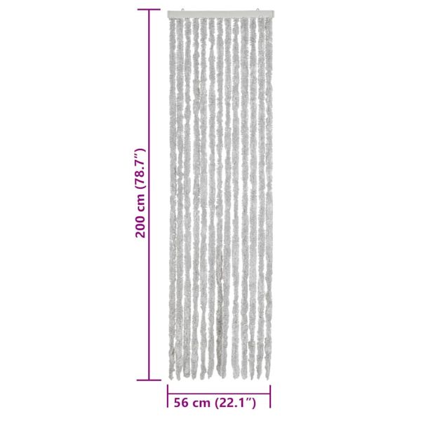 Ресни за врата против мухи, сиво, 56x200 см, шенил