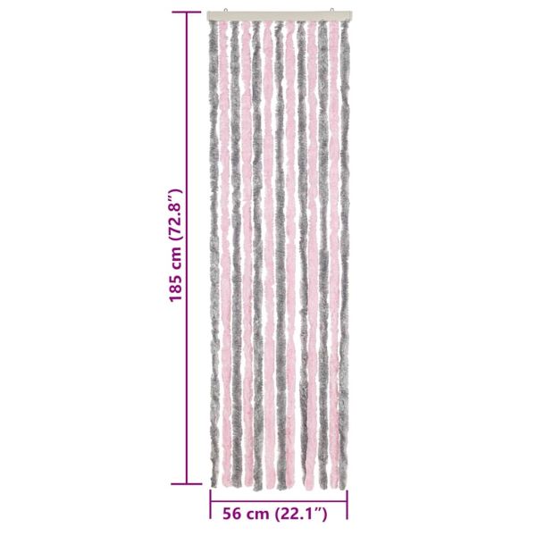 Ресни за врата против мухи, сиво и розово, 56x185 см, шенил