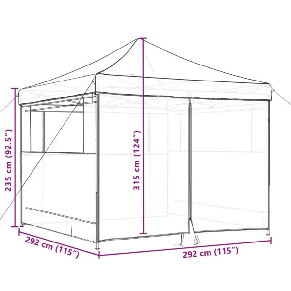 Сгъваема парти шатра pop-up с 4 странични стени бордо