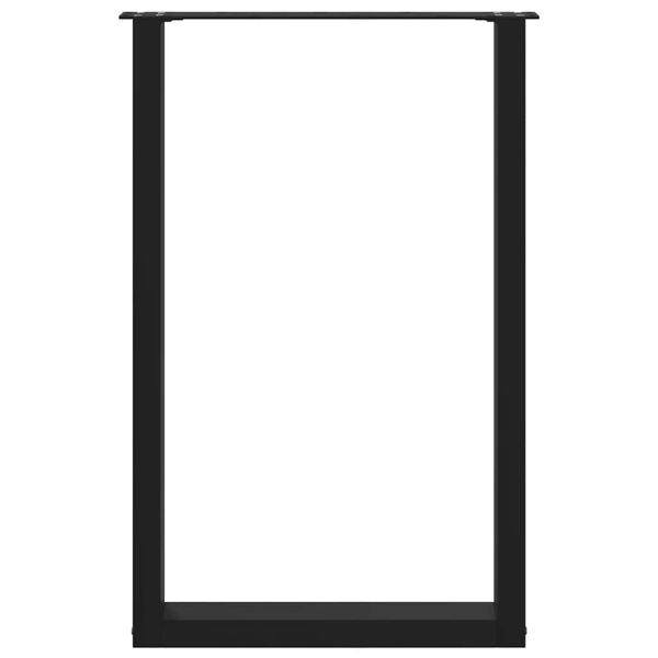 Крака за бар маса, U-образни, 2 бр., черни, 60 x (90-91) см, стомана