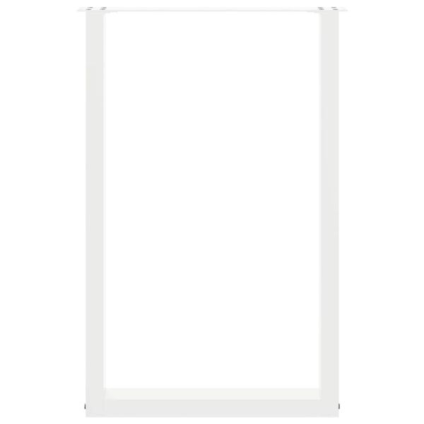 Крака за бар маса, U-образни, 2 бр., бели, 60x(90-91) см, стомана