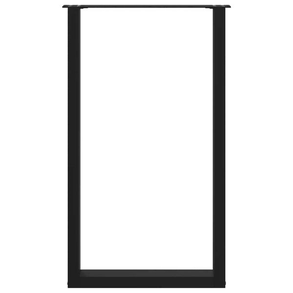 Крака за бар маса, U-образни, 2 бр., черни, 60 x (100-101) см, стомана