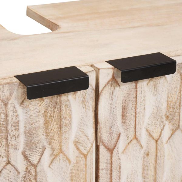 Шкаф за мивка в баня Бяло 62 x 33 x 58 см Солидно мангово дърво