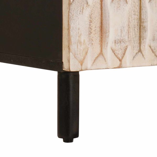 Шкаф за мивка в баня Бяло 62 x 33 x 58 см Солидно мангово дърво