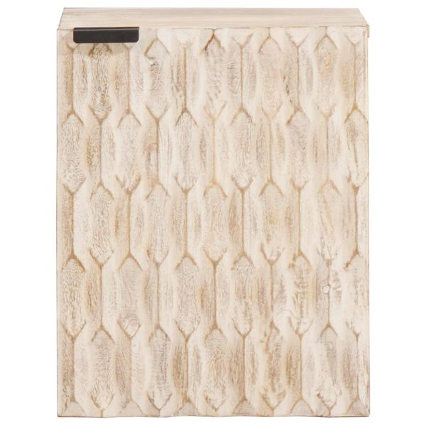 Окачен шкаф за баня Бяло 38 x 33 x 48 см Солидно мангово дърво