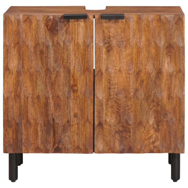 Шкаф за мивка в баня с рафт с врата Кафяво 62 x 33 x 58 см